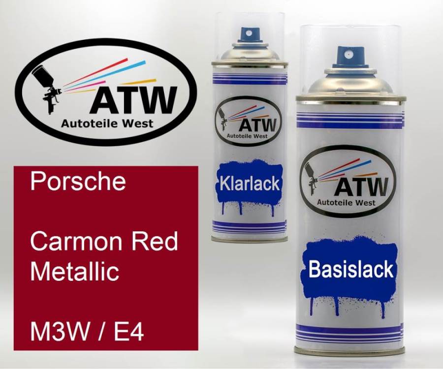 Porsche, Carmon Red Metallic, M3W / E4: 400ml Sprühdose + 400ml Klarlack - Set, von ATW Autoteile West.